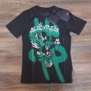 Alec & Plein Logo Printed Black T-Shirt